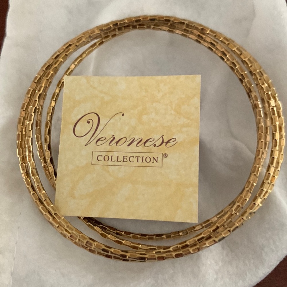 Veronese Collection 18k clad sterling silver set of 5 bangle bracelets